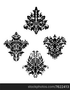 Damask vintage floral patterns isolated on white background for design and ornate