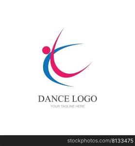 Dance logo vector design symbol