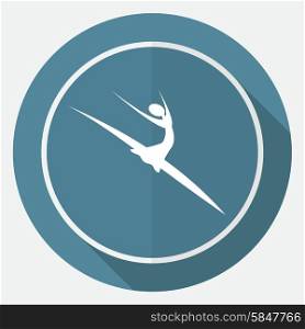 dancer icon on white circle with a long shadow