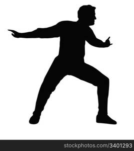 Dancing Boy with Arms Back Forward Step Pose Silhouette