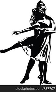 Dancing Couple, abstract lines drawing vector illustration