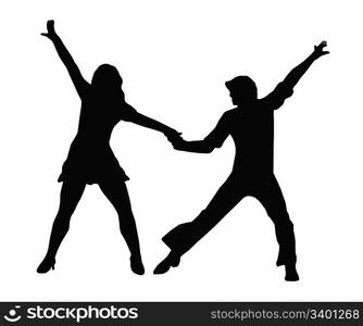 Dancing Couple Silhouette in 1970s dance Pose