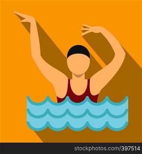 Dancing figure in a swimming pool icon. Flat illustration of dancing figure in a swimming pool vector icon for web. Dancing figure in a swimming pool icon, flat style