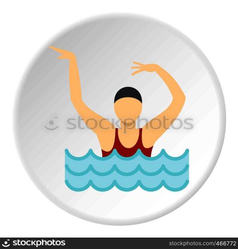 Dancing figure in a swimming pool icon in flat circle isolated vector illustration for web. Dancing figure in a swimming pool icon circle