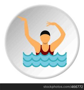 Dancing figure in a swimming pool icon in flat circle isolated vector illustration for web. Dancing figure in a swimming pool icon circle
