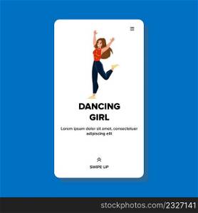Dancing Girl Resting On Party Or Night Club Vector. Young Dancing Girl Enjoying Celebrative Event, Celebrate Success Achievement Or Victory. Character Web Flat Cartoon Illustration. Dancing Girl Resting On Party Or Night Club Vector