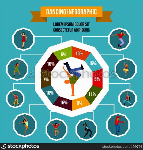 Dancing infographic in flat style for any design. Dancing infographic, flat style