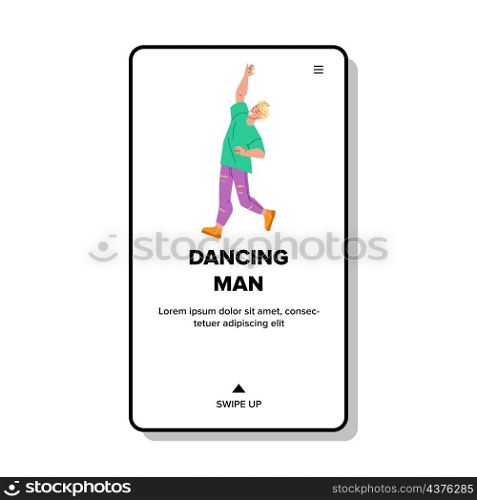 Dancing Man Resting On Celebrating Party Vector. Young Dancing Man Enjoying Celebrative Event In Night Club. Character Enjoy Music And Leisure Time In Nightclub Web Flat Cartoon Illustration. Dancing Man Resting On Celebrating Party Vector