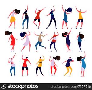 Dancing people. Cartoon stylish men and women dance on party dancing club. Clubbing people vector characters. Illustration of people on party, rhythmic dancing. Dancing people. Cartoon stylish men and women dance on party dancing club. Clubbing people vector characters