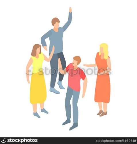 Dancing people group icon. Isometric of dancing people group vector icon for web design isolated on white background. Dancing people group icon, isometric style