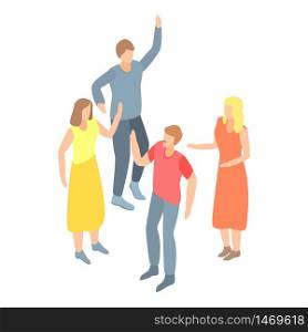 Dancing people group icon. Isometric of dancing people group vector icon for web design isolated on white background. Dancing people group icon, isometric style