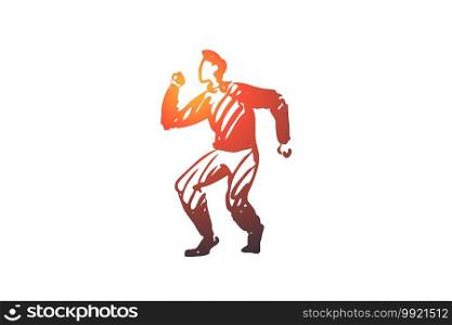 Dancing, people, man, dancer, party concept. Hand drawn attractive man dancing at disco concept sketch. Isolated vector illustration.. Dancing, people, man, dancer, party concept. Hand drawn isolated vector.
