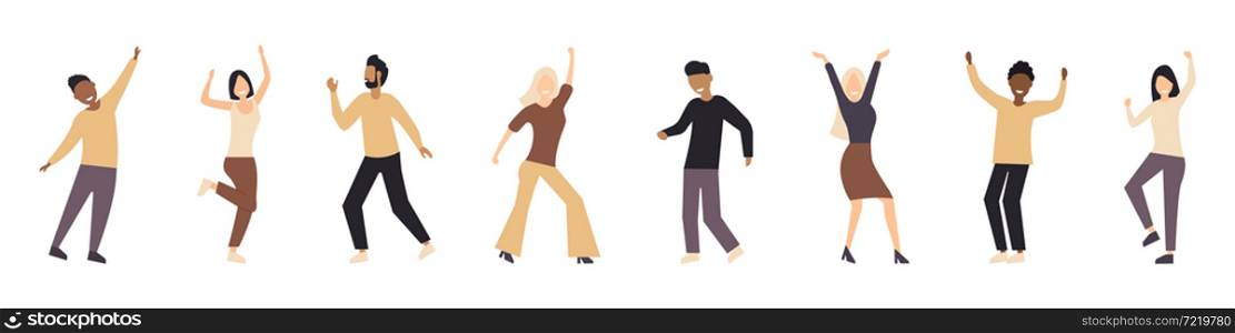 Dancing people. Party. Group of people at a dance party.. Dancing people. Party. Group of people at a dance party. Smiling dancing young people. Flat style. Vector illustration
