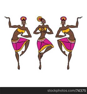 Dancing woman in ethnic style.. Beautiful Indian dancers. Ethnic dance. Dancing silhouettes Vector illustration