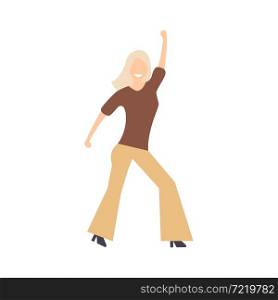 Dancing young girl. Party. Smiling woman at a dance party. Flat style. Vector illustration