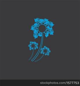 dandelion flower logo and symbols on a white background