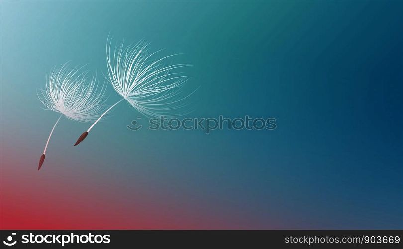 Dandelion seeds flying on blue background vector illustration