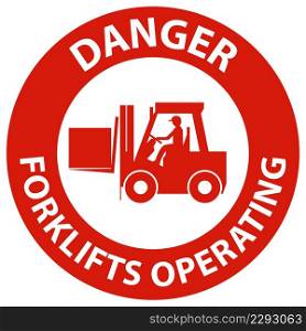 Danger 2-Way Forklifts Operating Sign On White Background