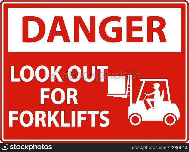 Danger 2-Way Look Out For Forklifts Sign On White Background