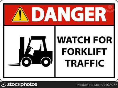 Danger 2-Way Watch For Forklift Traffic Sign On White Background