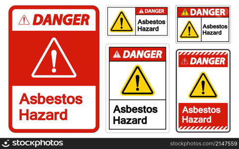 Danger Asbestos Hazard Symbol Sign On White Background