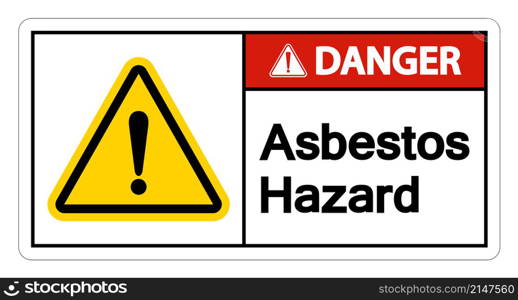 Danger Asbestos Hazard Symbol Sign On White Background