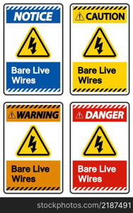 Danger Bare live Wires Sign On White Background