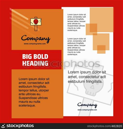 Danger board Company Brochure Title Page Design. Company profile, annual report, presentations, leaflet Vector Background