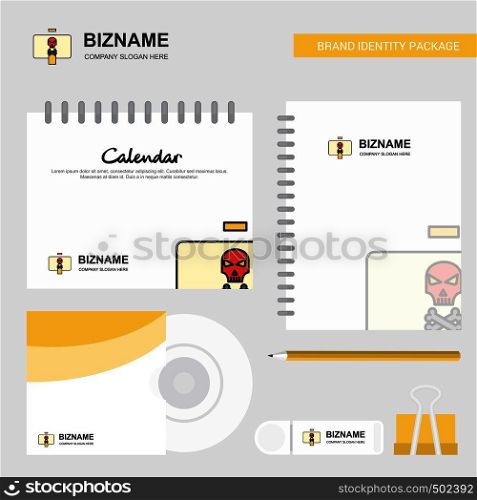 Danger board Logo, Calendar Template, CD Cover, Diary and USB Brand Stationary Package Design Vector Template