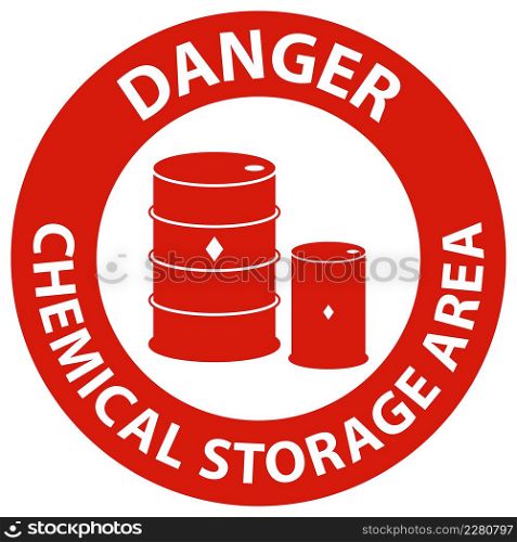 Danger Chemical Storage Area Sign On White Background
