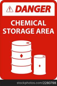 Danger Chemical Storage Area Sign On White Background
