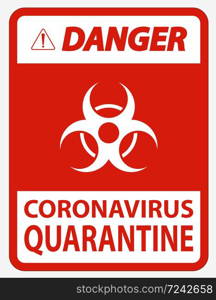 Danger Coronavirus Quarantine Sign Isolated On White Background,Vector Illustration EPS.10