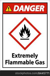 Danger Extremely Flammable Gas GHS Sign On White Background