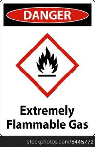 Danger Extremely Flammable Gas GHS Sign On White Background