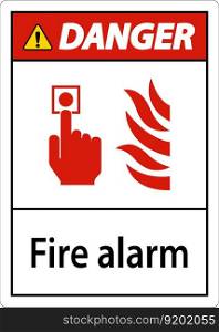 Danger Fire Alarm Sign On White Background