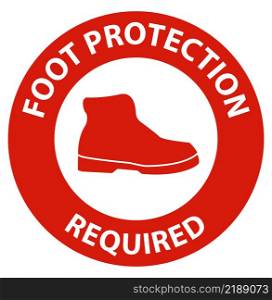 Danger Foot Protection Required Wall Sign on white background