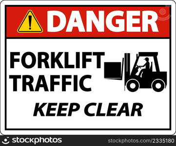 Danger Forklift Traffic Keep Clear Sign On White Background