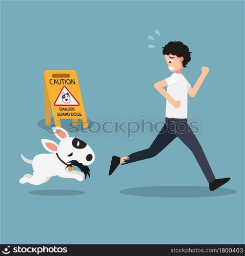 Danger guard dogs caution sign.illustration vector