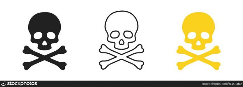 Danger hazard sign. Skull and crossbones icon set. Vector illustration. EPS 10.. Danger hazard sign. Skull and crossbones icon set. Vector illustration.