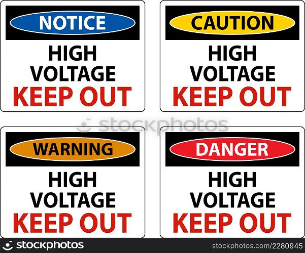 Danger High Voltage Keep Out Sign On White Background