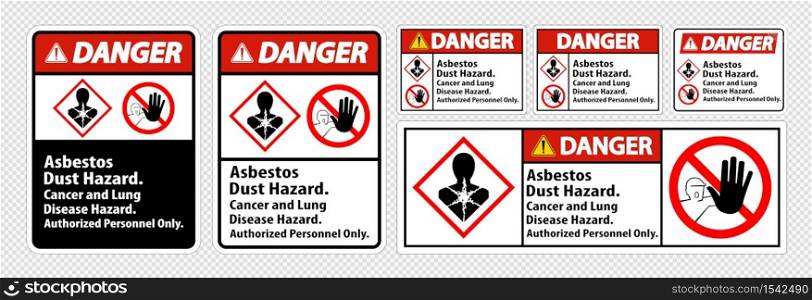 Danger Label Disease Hazard, Authorized Personnel Only Isolate on transparent Background,Vector Illustration