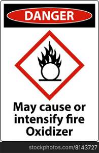 Danger May Cause Or Intensify Fire GHS Sign On White Background
