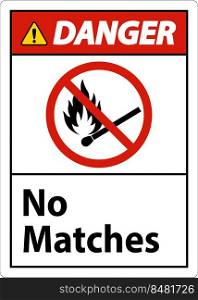 Danger No Fire, No Matches or Open Flame Sign