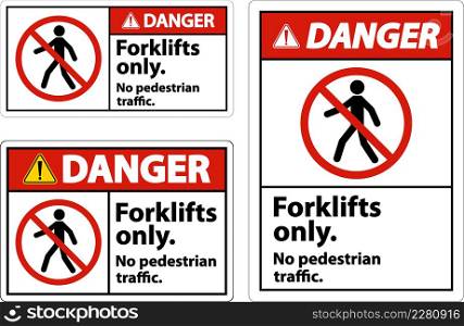 Danger No Pedestrian Traffic Forklifts Only Sign