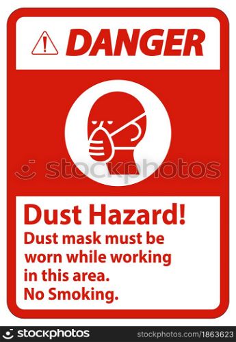 Danger No Smoking Sign Dust Hazard Dust Mask Must Be Worn While Working In This Area