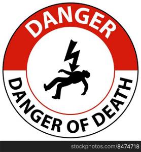 Danger Of Death Sign On White Background