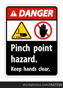 Danger Pinch Point Hazard,Keep Hands Clear Symbol Sign Isolate on White Background,Vector Illustration