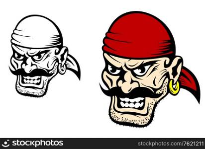 Danger pirate captain in cartoon style for mascot