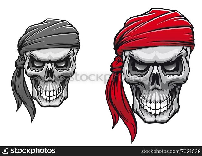 Danger pirate skull in bandane for tattoo or t-shirt design