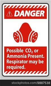 Danger PPE Sign Possible Co2 Or Ammonia Present, Respirator May Be Required 